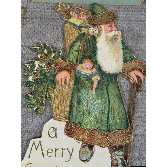 Wooden Christmas Signs Modeled After Antique Xmas Postcards Santa Lot Of 4- Read - Picture 3 of 10